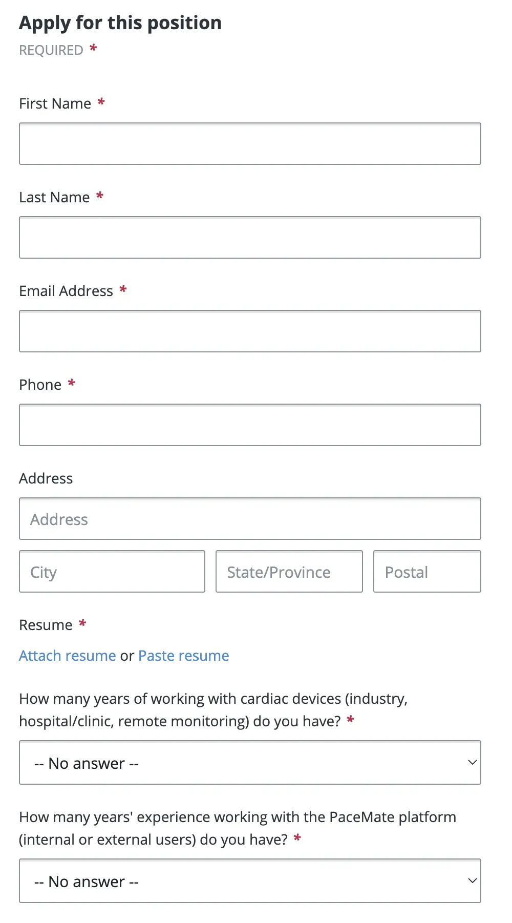 Screenshot of how the application form will look