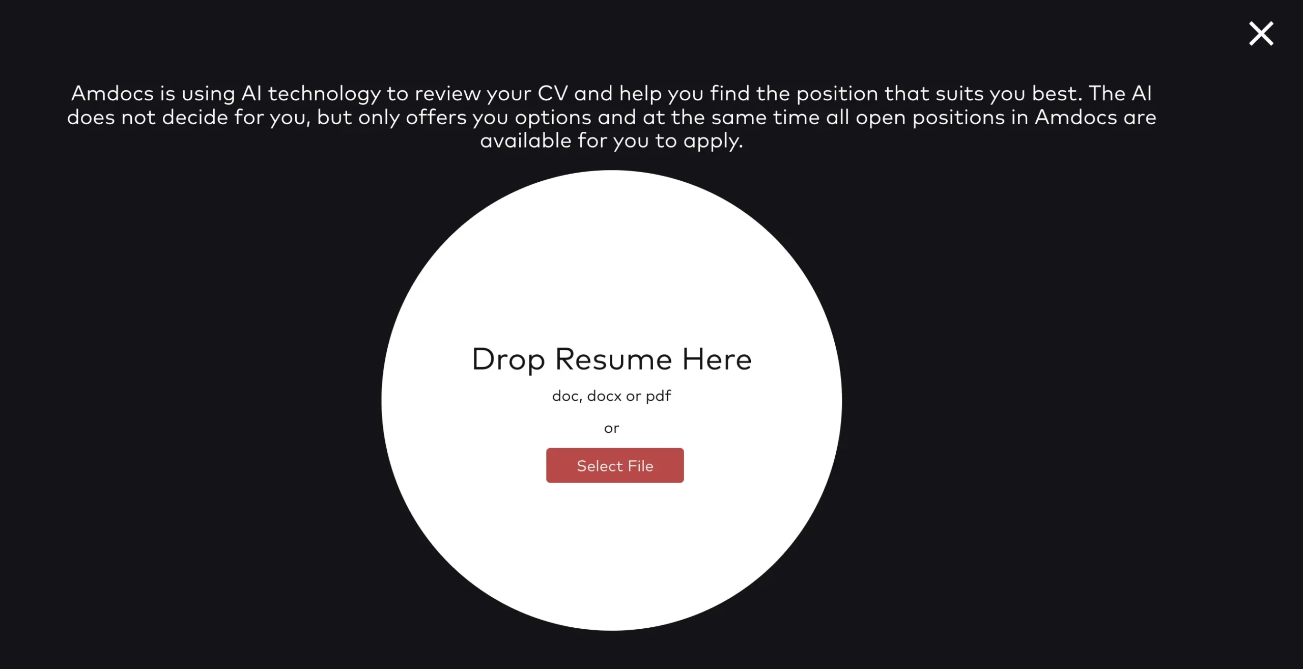 resume upload feature amdocs